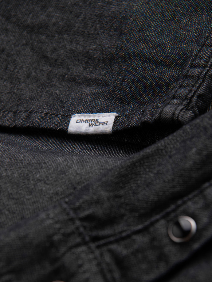 Men's denim snap shirt with pockets - black V3 OM-SHDS-0210