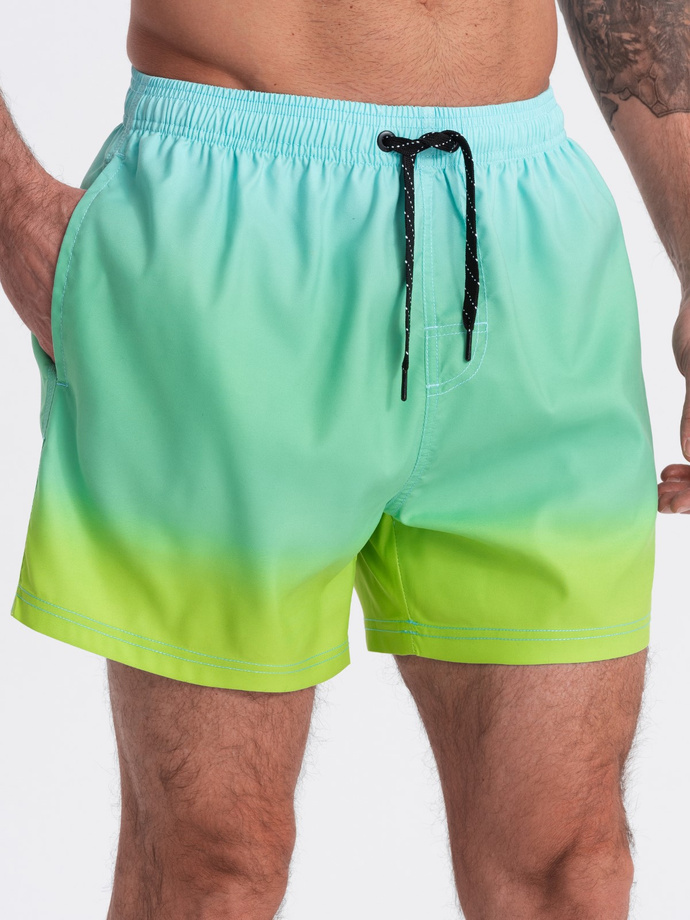 Men's ombre effect swim shorts - light turquoise V19 OM-SRBS-0125