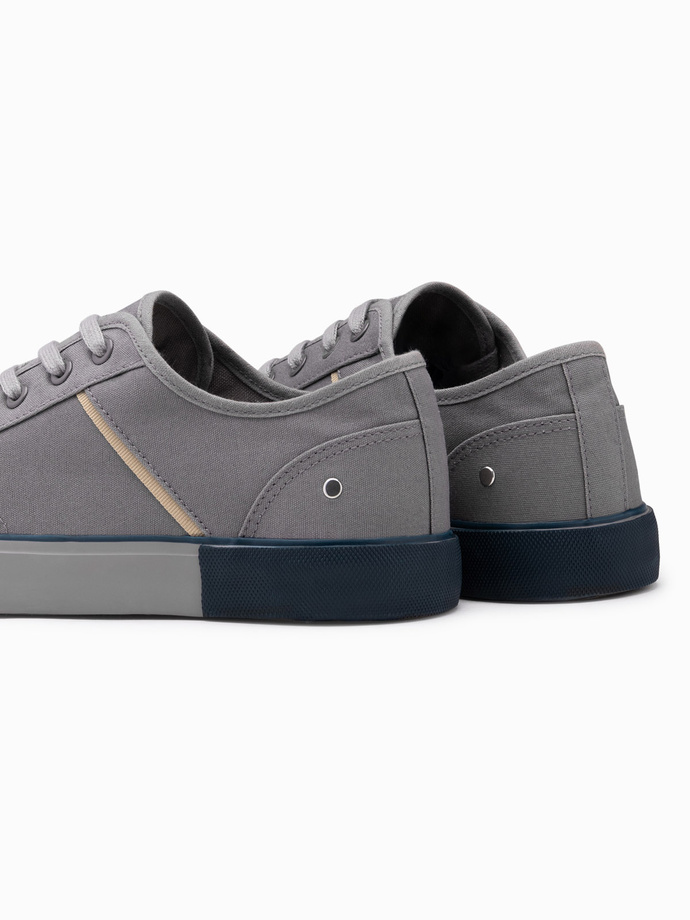 Classic men's sneakers with rivets - gray V4 OM-FOTL-0147