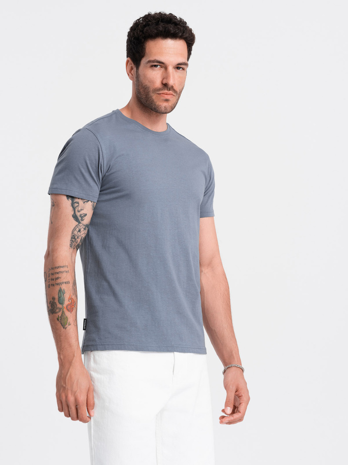 BASIC men's classic cotton T-shirt - blue denim V7 OM-TSBS-0146