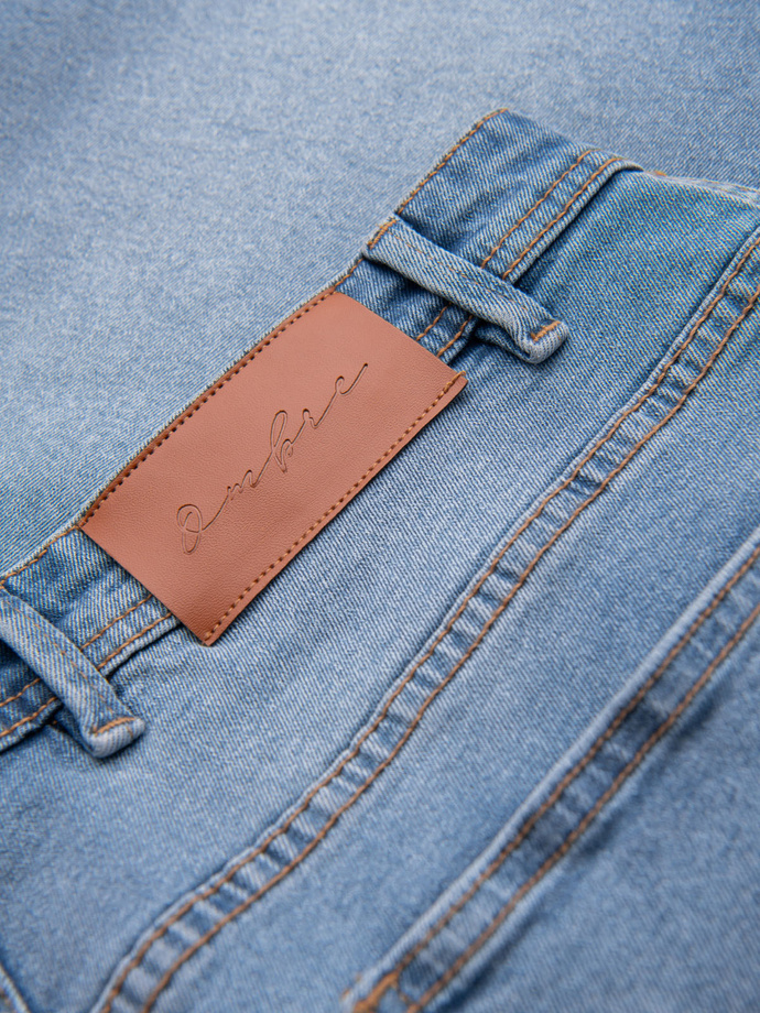 Pánské džínové kraťasy klasického střihu - světle modré V2 OM-SRDS-0171