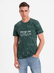 Men's printed t-shirt with round neckline - green V3 OM-TSFP-0187