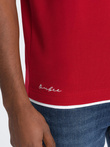 Men's cotton polo shirt with contrast trim - red V2 OM-POSS-0113