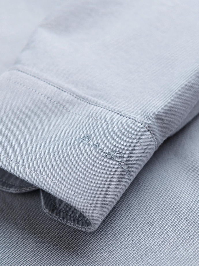 Cămașă oxford elegantă pentru bărbați cu broderie și buzunar - albastru V1 OM-SHOS-0173