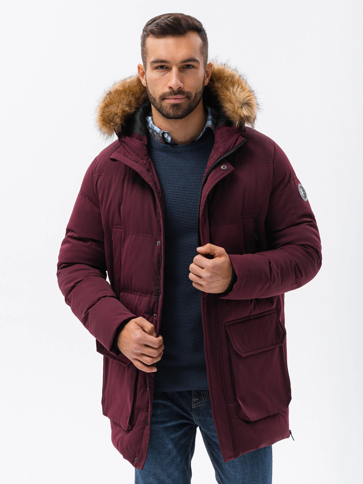 Men s winter jacket dark red C554 Ombre Men s clothing online