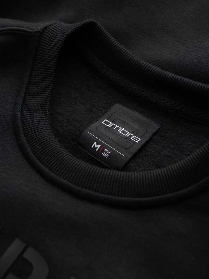 Classic men's sweatshirt with inscription - black V4 OM-SSPS-0181