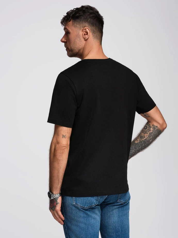 Men's cotton t-shirt with graphic print - black V2 OM-TSPT-0246