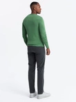 Classic men's sweater with round neckline - green V13 OM-SWBS-0106