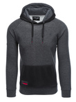 Men's combined materials HOODIE sweatshirt - graphite V2 OM-SSNZ-22FW-016