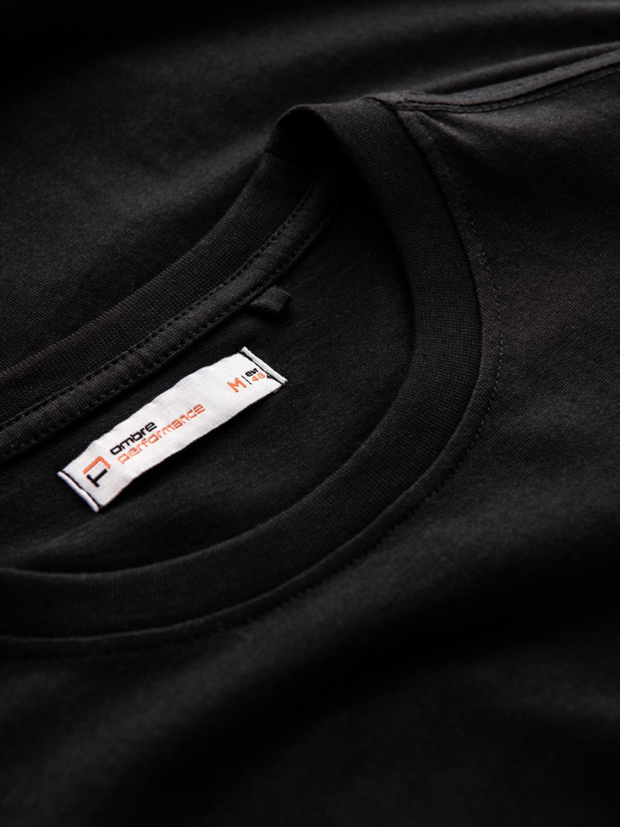 Men's cotton t-shirt with contrasting two-tone print - black V1 OM-TSPT-0219 