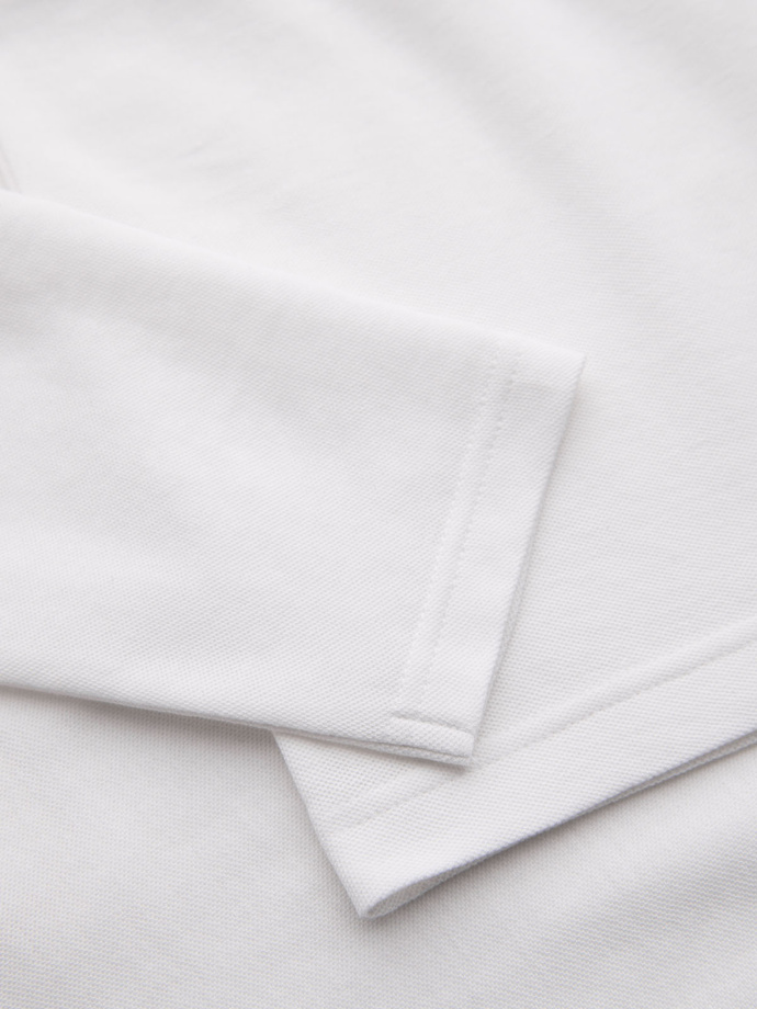 BASIC men's longsleeve with polo collar - white V1 OM-POBL-0114