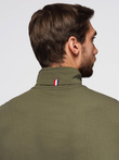Men's plain turtleneck longsleeve - dark olive green V4 OM-LSCL-0130