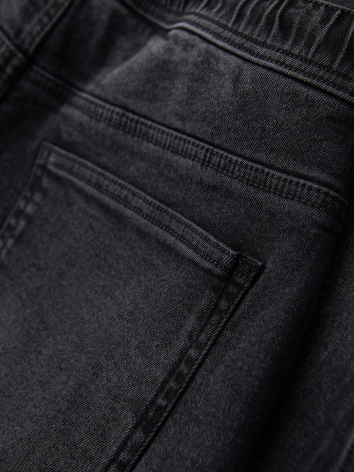 Pánské šortky s elastickým pasem a pracím efektem - černé V4 OM-SRDS-0192