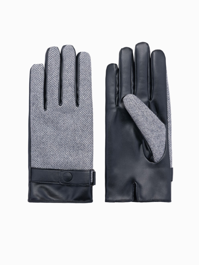 Gift set for him in grey - knitted scarf + herringbone gloves - Z93