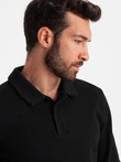 Men's structured knit polo collar sweatshirt - black V8 OM-SSNZ-0149