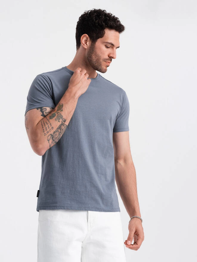 Tricou clasic din bumbac pentru bărbați BASIC - denim albastru V7 OM-TSBS-0146