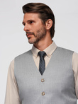 Jilet de costum jacquard pentru bărbați fără rever - gri deschis V1 OM-BLZV-0106