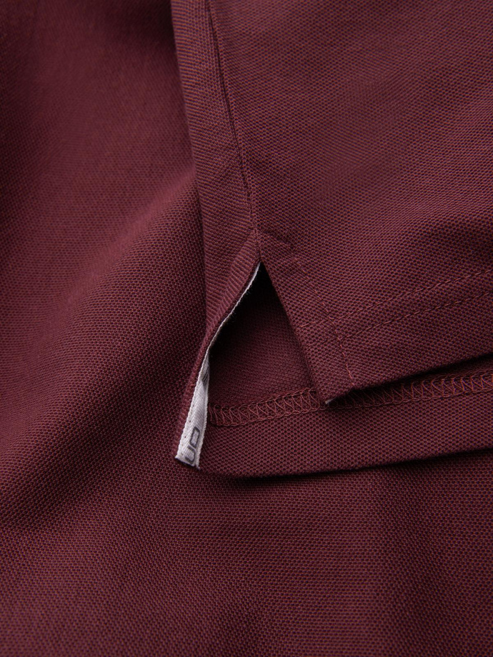 Men's BASIC single-color pique knit polo shirt - maroon V10 OM-POBS-0100