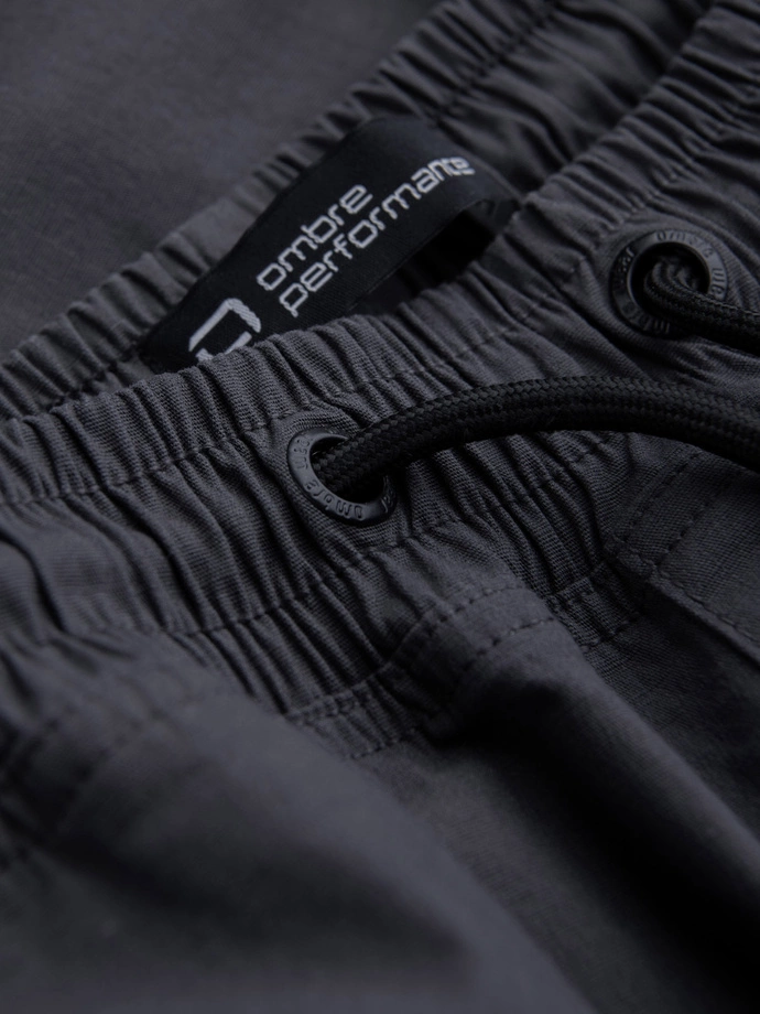 Pánske nohavice JOGGER so stojačikom a cargo vreckami na zips - grafitová V6 OM-PAJO-0135