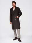 Men's double-breasted wool coat - dark brown V3 OM-COWC-0133