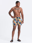 Men's swimming trunks in palm trees - blue and orange V24 OM-SRBS-0125