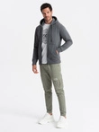 Unzipped cotton men's BASIC sweatshirt - graphite V11 OM-SSBZ-0160