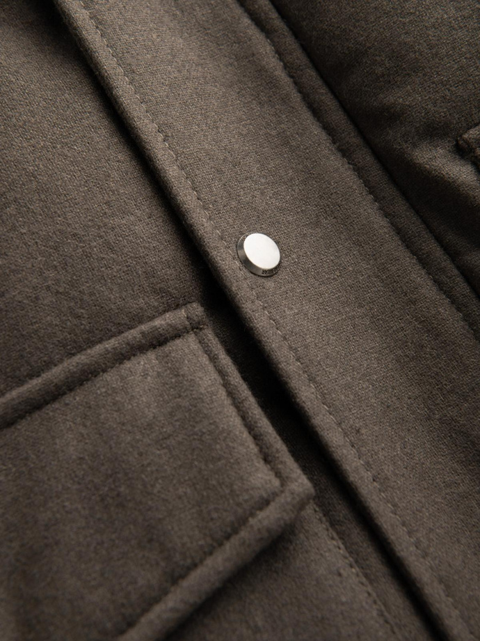 Jachetă parka lungă și călduroasă pentru bărbați din lână - gri închis melange V4 OM-JALJ-0217