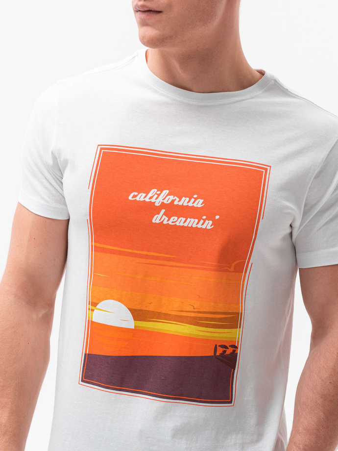 Men's printed t-shirt V-1A- white S1434