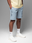 Fitted men's printed short sweat shorts - light blue V1 OM-SRSK-0138