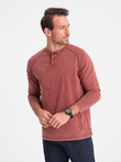 Henley bărbătesc cu mâneci lungi și mâneci raglan - Brick Grey V3 OM-LSWL-22FW-001