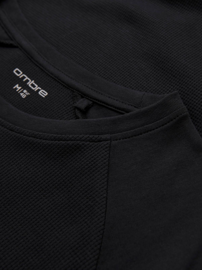 Men's longsleeve with "waffle" texture - black V4 OM-LSCL-0109