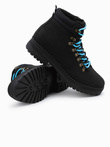 Men's winter trekking boots with contrasting laces - black V3 OM-FOBO-0132