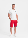 Men's chinos shorts with contrasting turn-up - red V1 W421