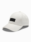 Men's baseball cap with visor and rectangular patch - cream V2 OM-ACCS-0104 