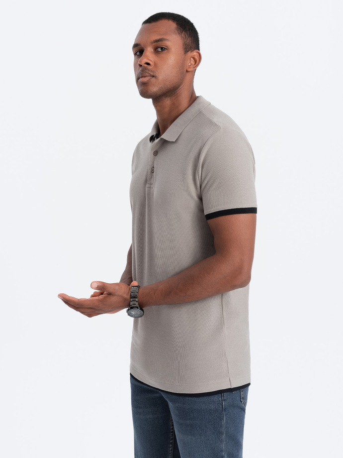 Men's cotton polo shirt - light brown S1382