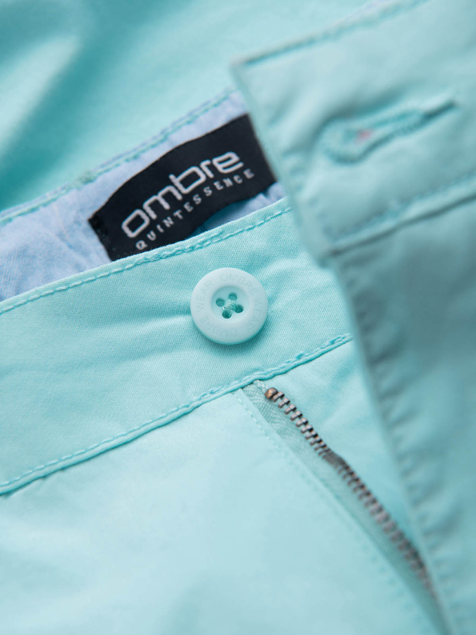 Men's chinos shorts with contrasting turn-up - turquoise V4 W421
