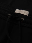 Pantaloni bărbătești din tricot pique cu talie reglabilă - negru V2 OM-PACP-0283