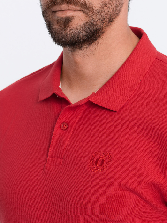 Tricou polo bărbătesc din tricot piqué - roșu V22 S1374