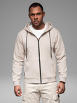 Sweatshirt unzipped hoodie in streetwear style - sand V6 OM-SSZP-0213