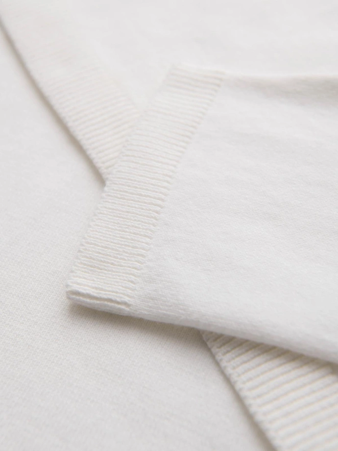 Men's polo sweater with embroidery on chest - white V2 OM-POLS-0140