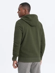 Men's unbuttoned hooded sweatshirt - olive V1 OM-SSZP-22SS-010