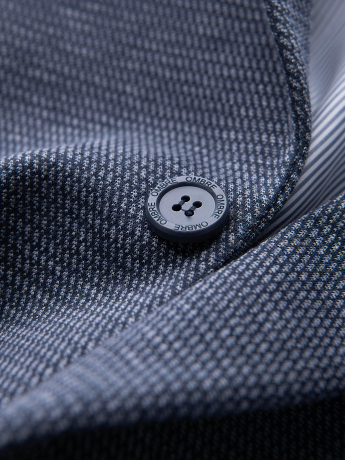 Elegantní pánské strukturované pletené sako na míru - tmavě modré V1 OM-BLZB-0129