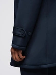Minimalist men's mid-length coat with hood - navy blue V5 OM-COLC-0144