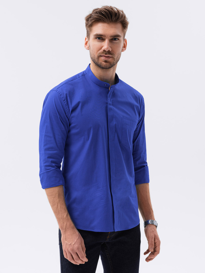 Men's elegant shirt with long sleeves - blue K307