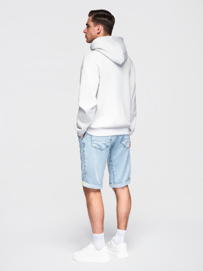 Pantaloni scurți casual pentru bărbați SLIM FIT jacquard knit - albastru marin V1 OM-SRCS-0168