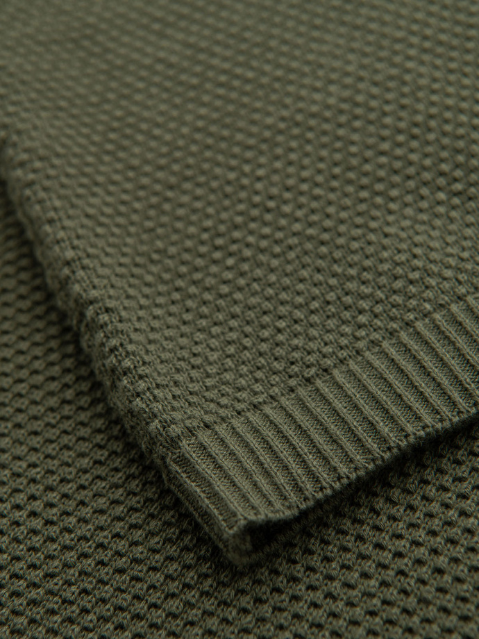 Men's knitted t-shirt with fine texture - olive V5 OM-TSCT-0244