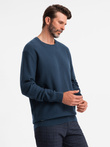 Vyriškas megztinis RELAXED FIT deimantinio trikotažo megztinis - tamsiai mėlynas V2 OM-SWSW-0110