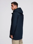 Men's wool and hooded duffle coat - navy blue V2 OM-COWC-0131