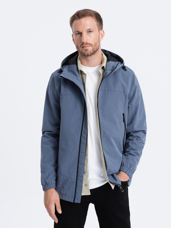 Men's transitional jacket with hood - blue V3 OM-JANP-22FW-005