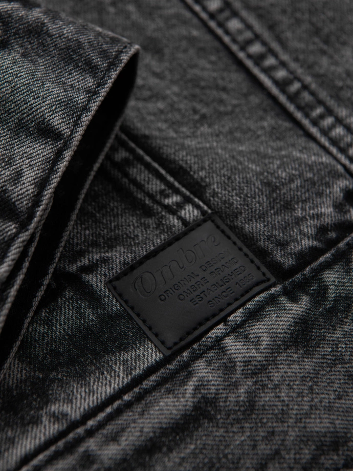 Jachetă bărbătească din denim katana cu washem - grafit V5 OM-JADJ-0219
